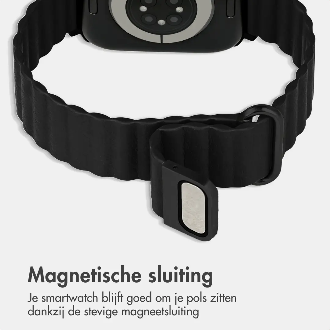 imoshion Magnetisch Kunstleren Bandje Apple Watch 38/40/41/42mm - Zwart - afbeelding 2 van 6