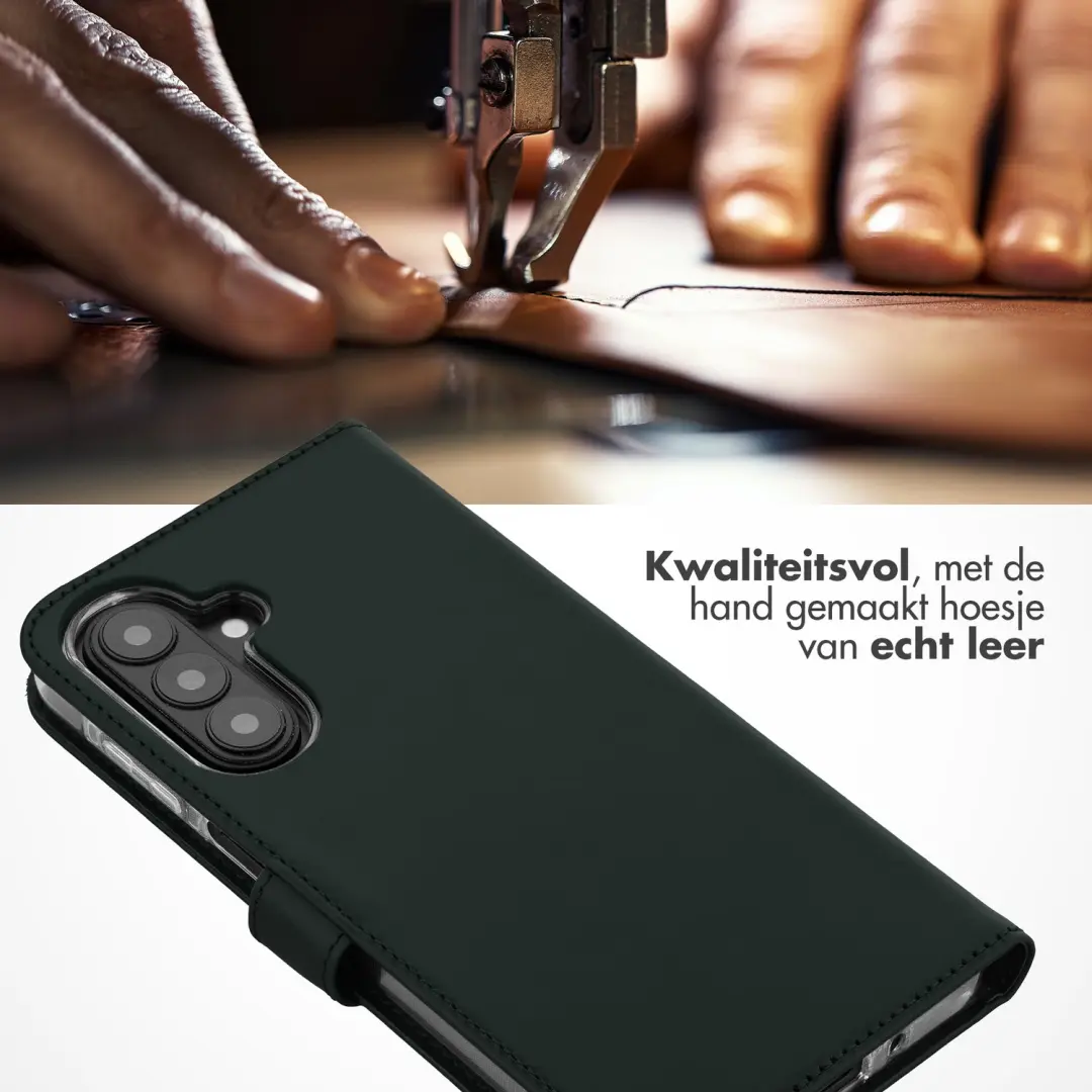 Selencia Echt Leren Bookcase Hoesje Samsung Galaxy A27 5G - Groen - afbeelding 2 van 5