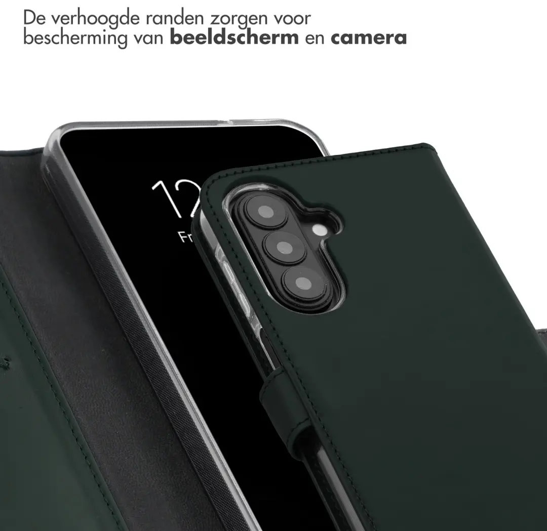 Selencia Echt Leren Bookcase Hoesje Samsung Galaxy A27 5G - Groen - afbeelding 4 van 5