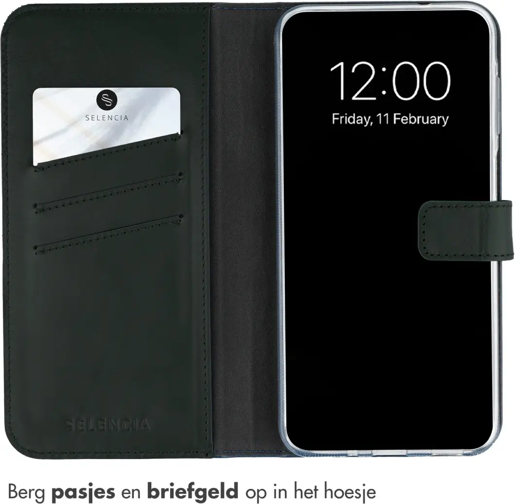 Selencia Echt Leren Bookcase Hoesje Samsung Galaxy A27 5G - Groen - afbeelding 3 van 5
