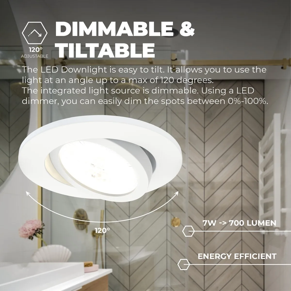 Ledvion 6X LED Inbouwspot 7W IP65 - Wit - 3000K