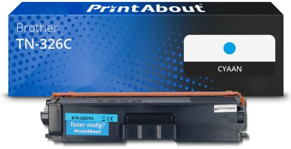PrintAbout Brother TN-326C Toner Cyaan - 16.050 Pagina's