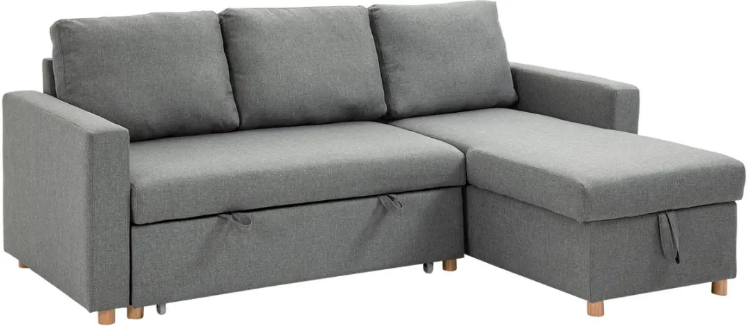 HOMCOM-bankbedset-stof met linnenlook-211,5x146x85cm-grijs