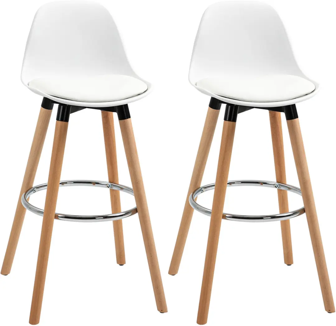HOMCOM-Barstool-PU-43x43x91cm-Wit