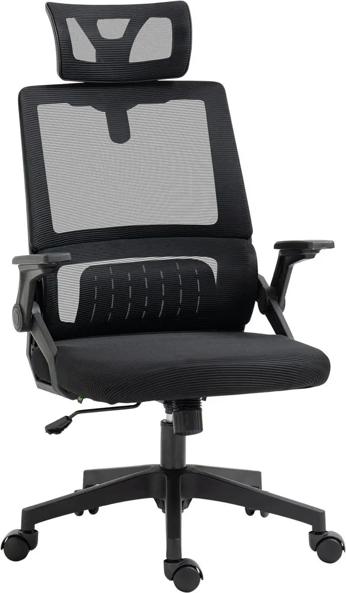 Vinsetto bureaustoel met mesh bekleding, 60x61x121,5 cm, zwart.