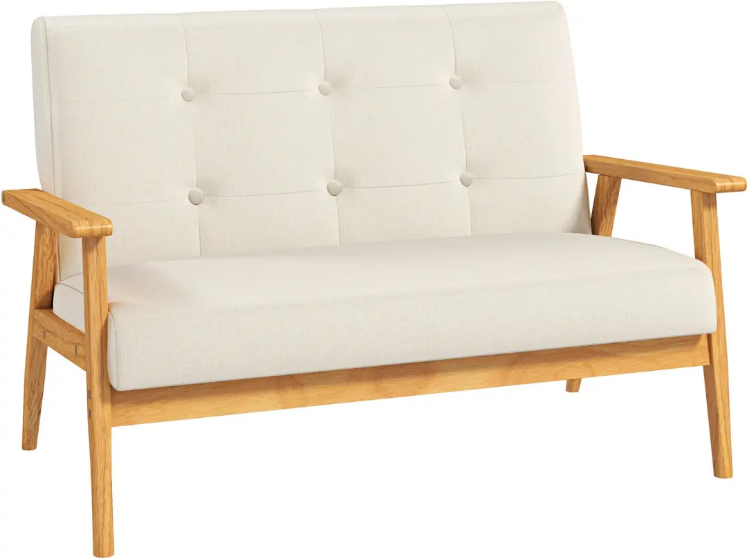 HOMCOM-Tweezitsbank-Linnen-115 × 66,5 × 73 cm-Beige