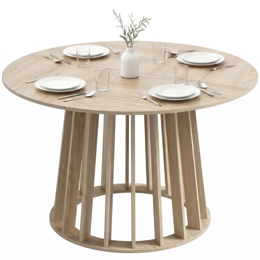 HOMCOM-Eettafel-MDF-120 x 120 x 75 cm-Natuurlijk hout