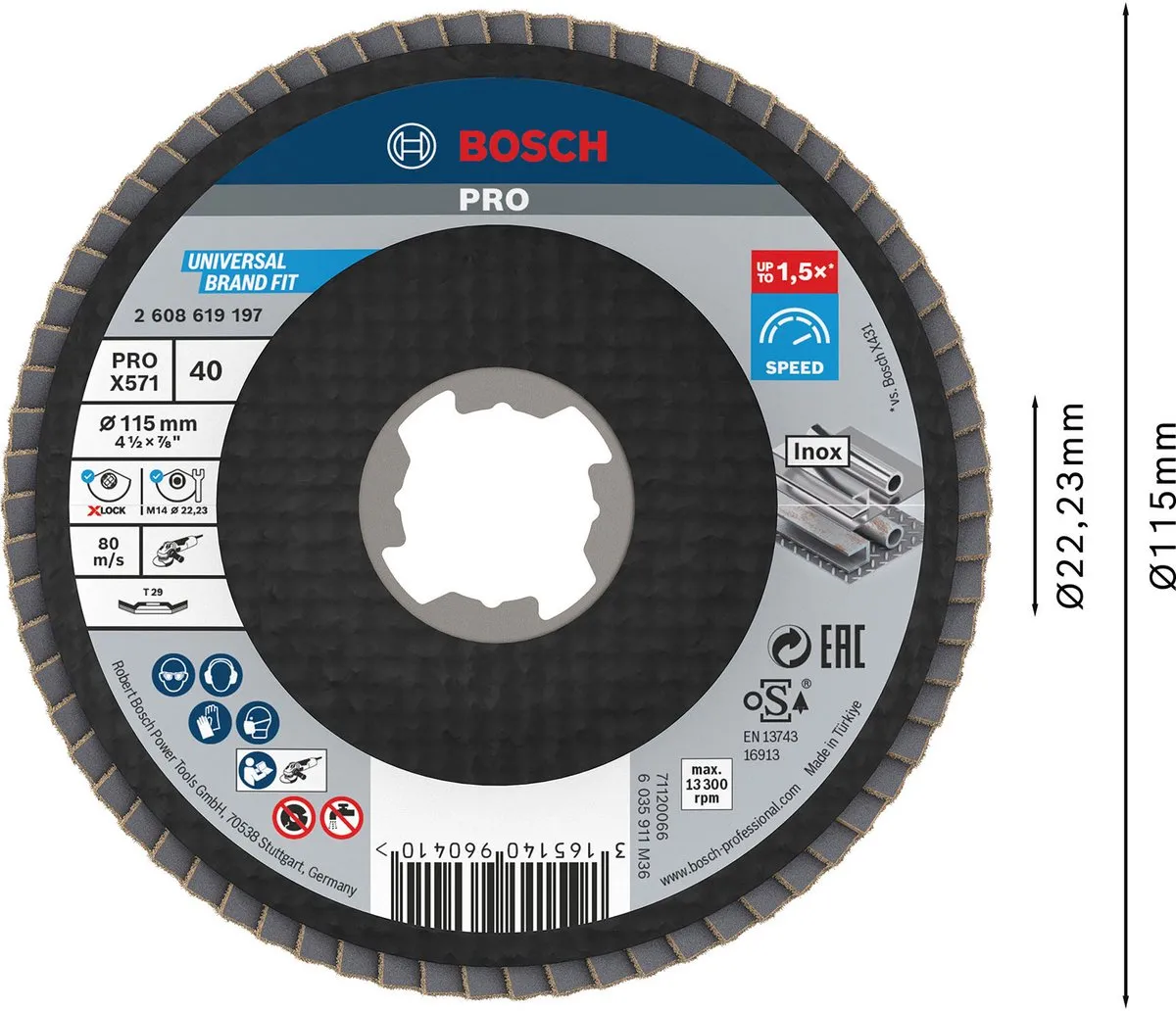 Bosch Professional PRO X571 X-Lock Lamellenschijf 115mm G40