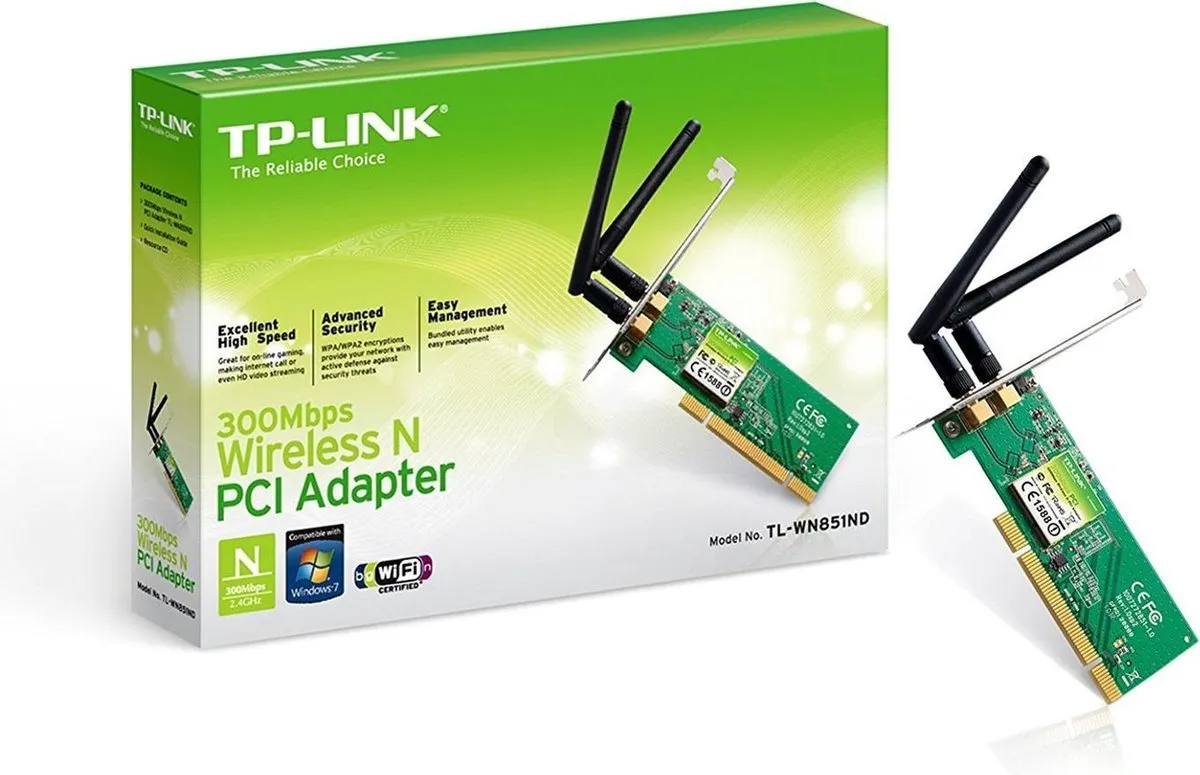 TP-Link TL-WN851ND Netwerkkaart - 2 Antennes - Groen