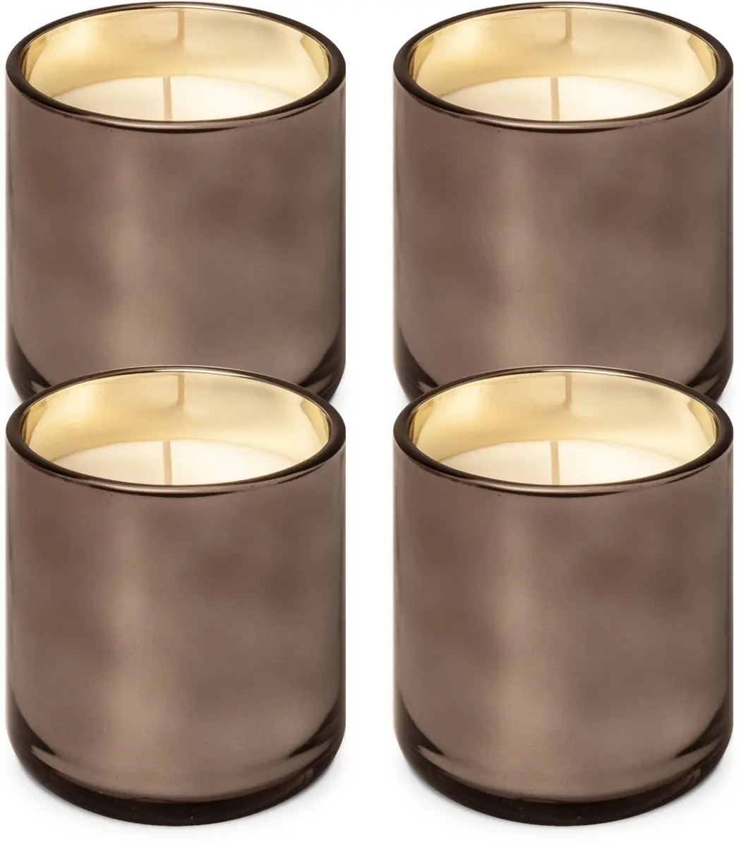 Spaas Geurloze Kaarsen in Metallic Glass Kleur Brons