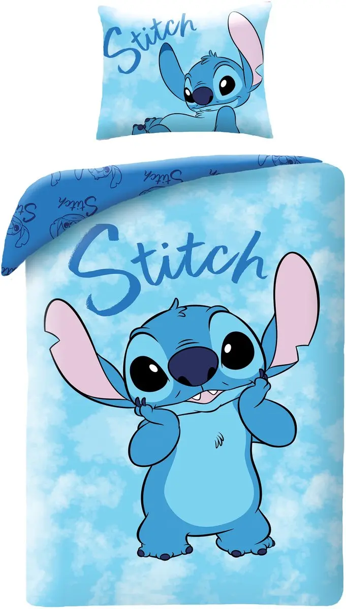 Stitch Dekbedovertrek Blauw smile 140 x 200 cm