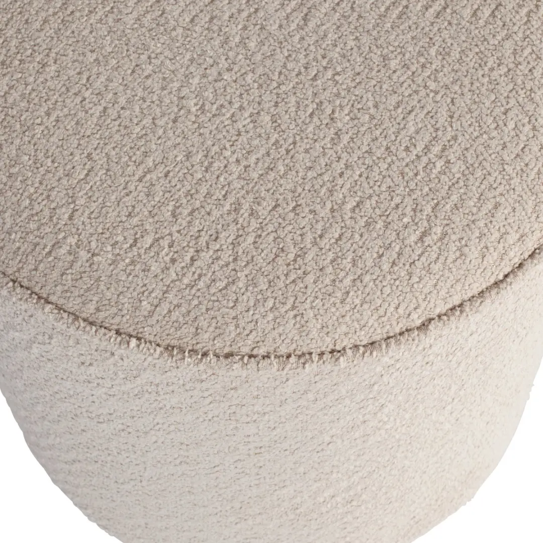 WOOOD Sara Poef Bouclé - Crème - Ø46cm - afbeelding 2 van 4