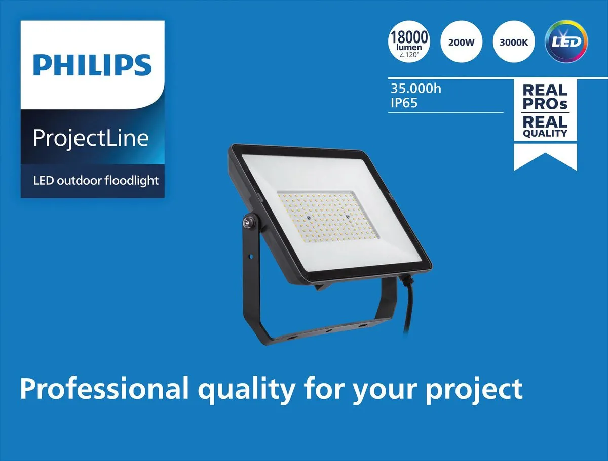 Philips ProjectLine Schijnwerper 200W Warmwit - Zwart