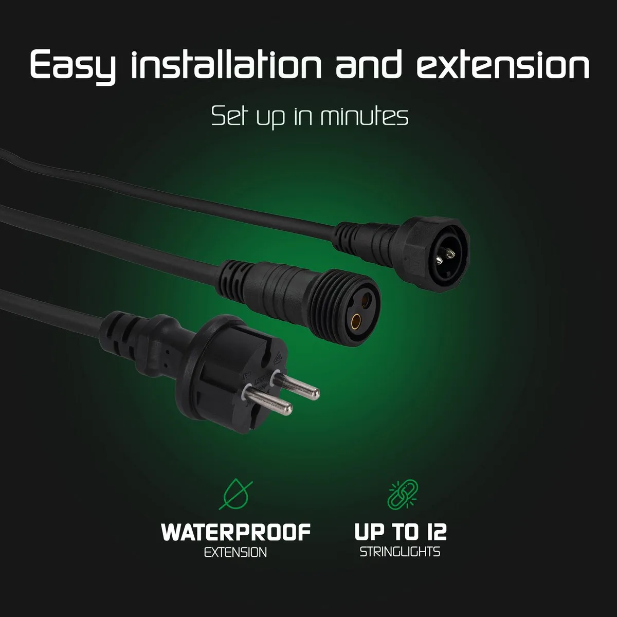 LEDVION Prikkabel 50M - 50x E27 LED 2100K - Zwart
