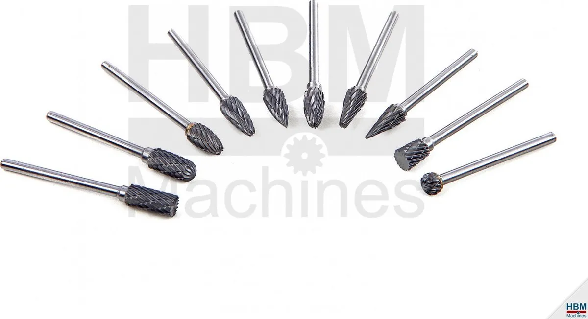 HBM 10-delige HM Frezenset Model 2 - 6cm - 3mm As
