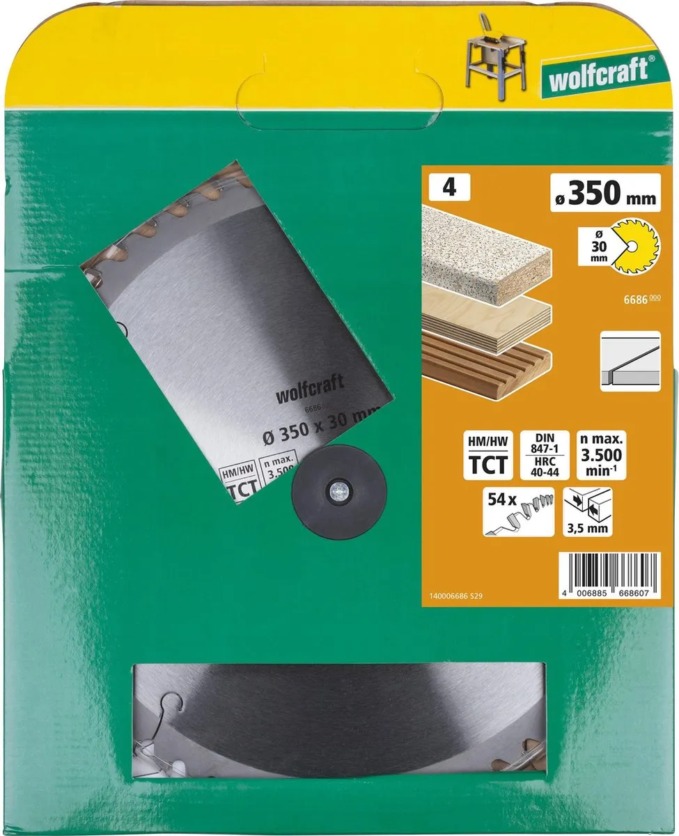 Wolfcraft HM Tafelcirkelzaagblad 54 Tanden - 6686000