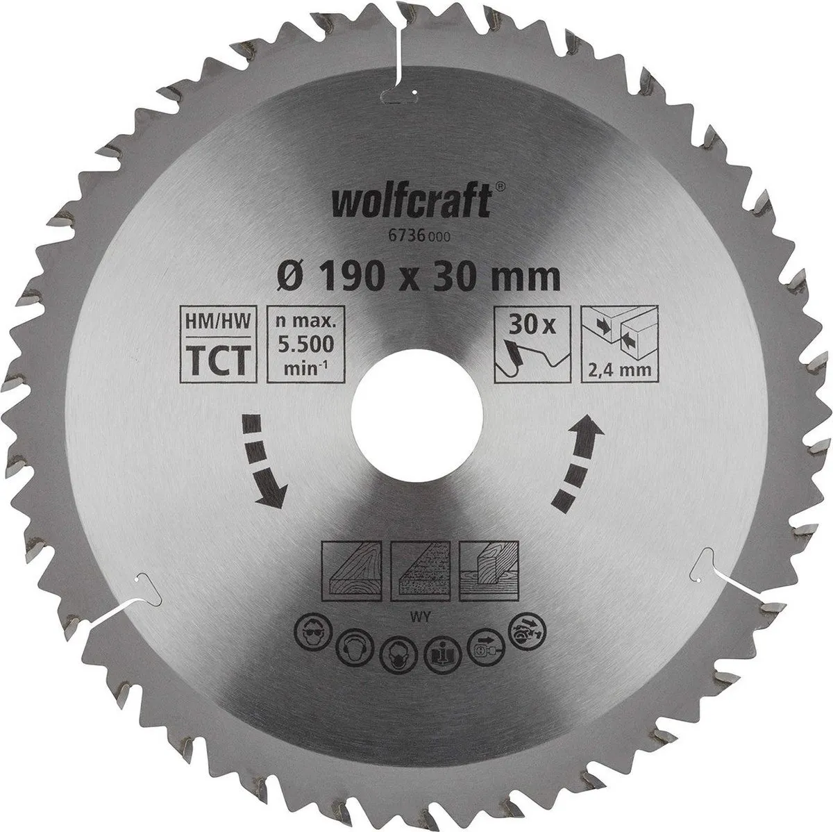 Wolfcraft Handcirkelzaagblad HM 6736000 - 190mm - 30 Tanden