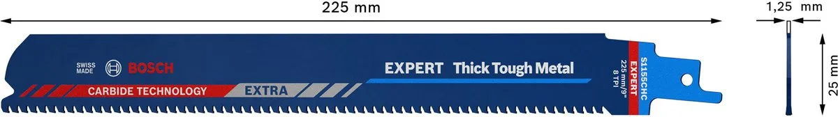 Bosch Professional Expert Dik Hard Metaal Reciprozaagblad 225mm - 3 Stuks
