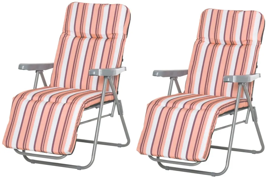 Set van 2 Vouwbare Loungestoelen met Verstelbare Rugleuning