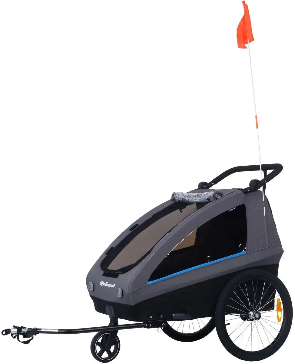 Polisport kids trailer voor fietsen en wandelen grijs/zwart