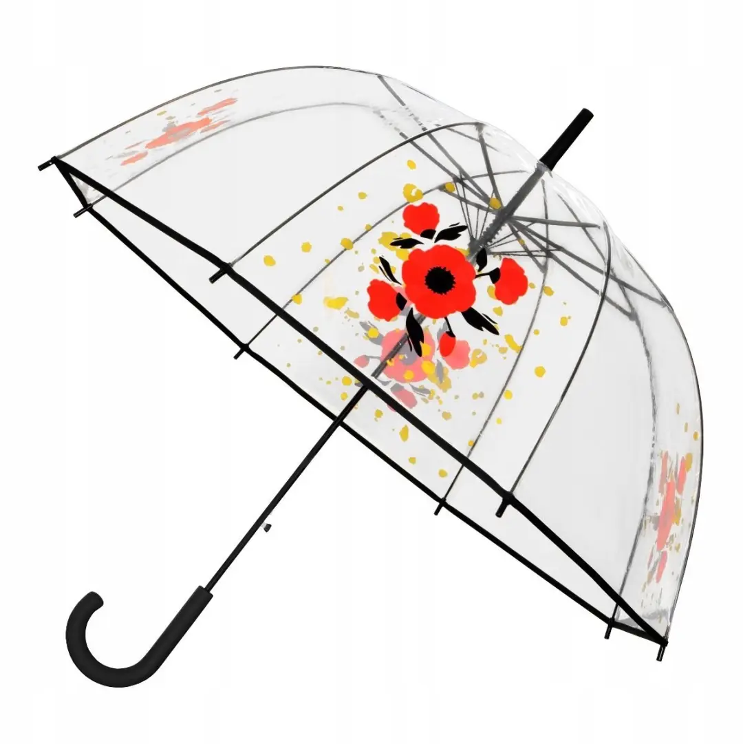 Impliva Transparante Dame Paraplu met Bloemendessin