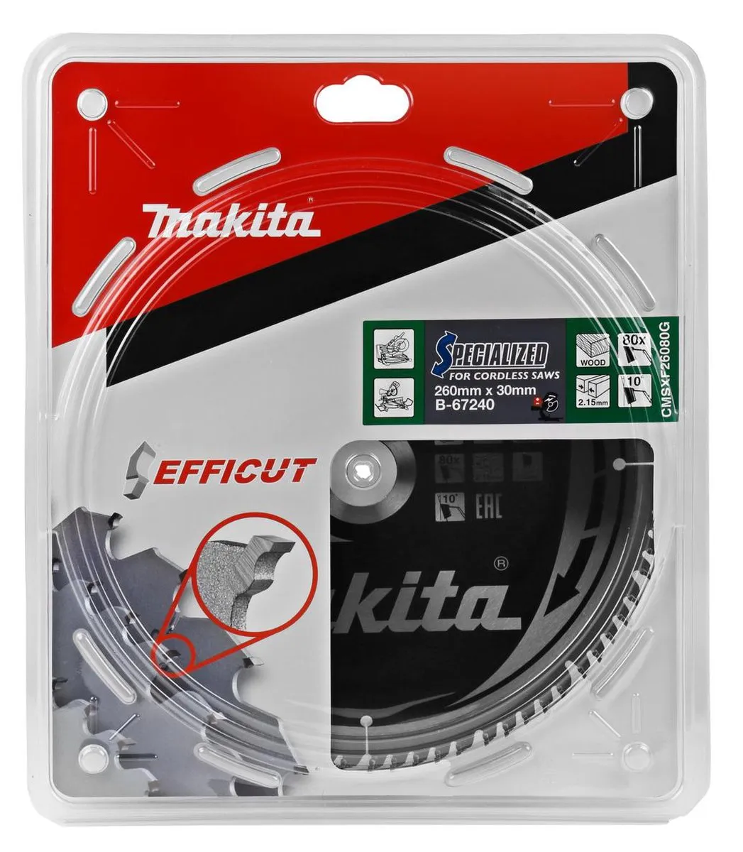 Makita Efficut B-67290 Afkortzaagblad 260mm - 80T - afbeelding 6 van 6