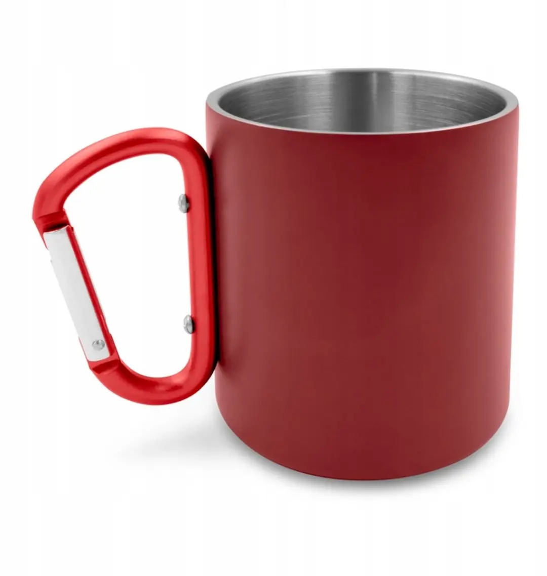 Cadeau: Rode 280ml RVS Thermobeker met Karabijnhaak
