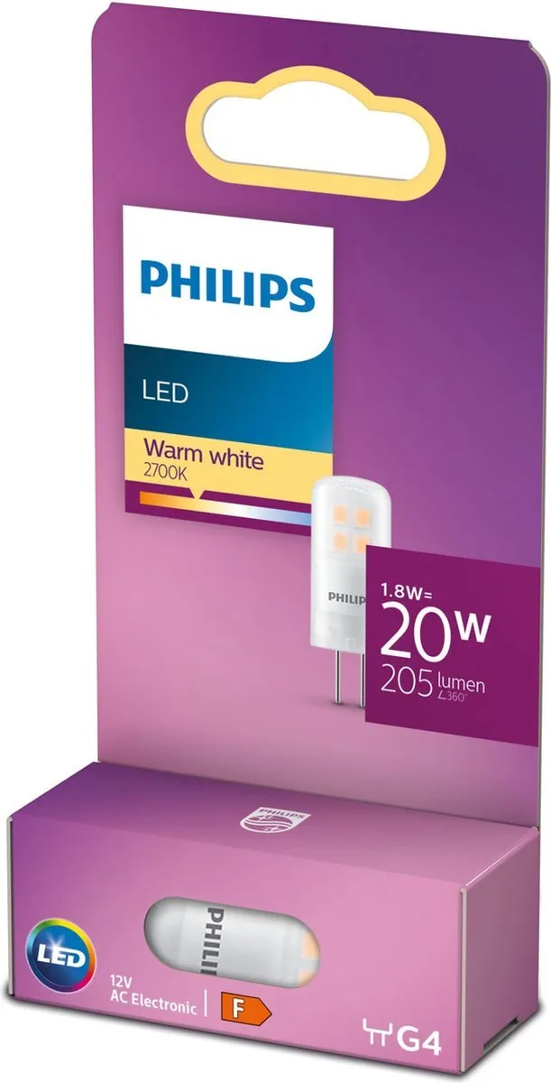 Philips LED Capsule G4 1W Warm Wit - 4 Stuks