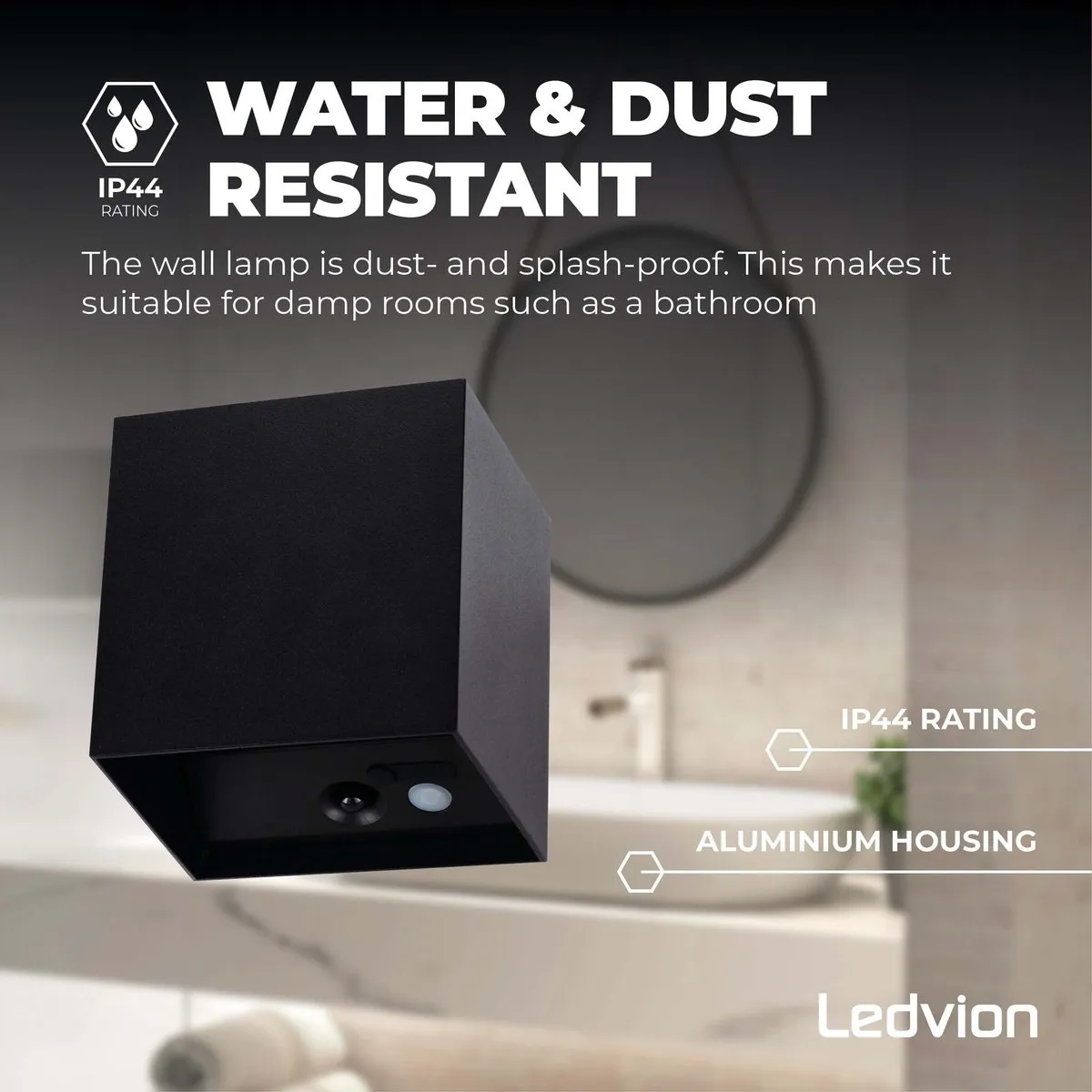 Ledvion Wandlamp Sensor 4400mAh - 2 Stuks Zwart