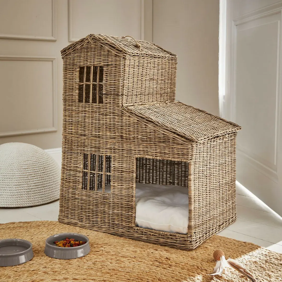 Loberon Kattenhuisje Ravnda - Bruin/Wit - afbeelding 5 van 6