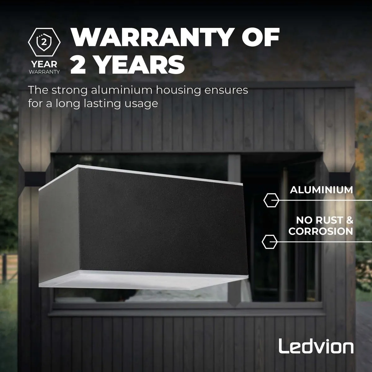 LEDVION Solar LED Wandlamp 2W 3000K IP44 - Zwart