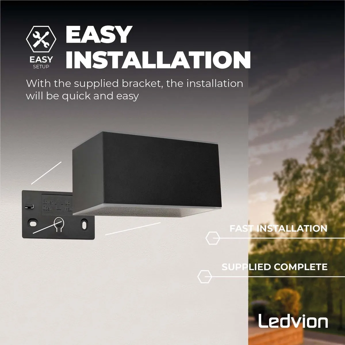 LEDVION Solar LED Wandlamp 2W 3000K IP44 - Zwart
