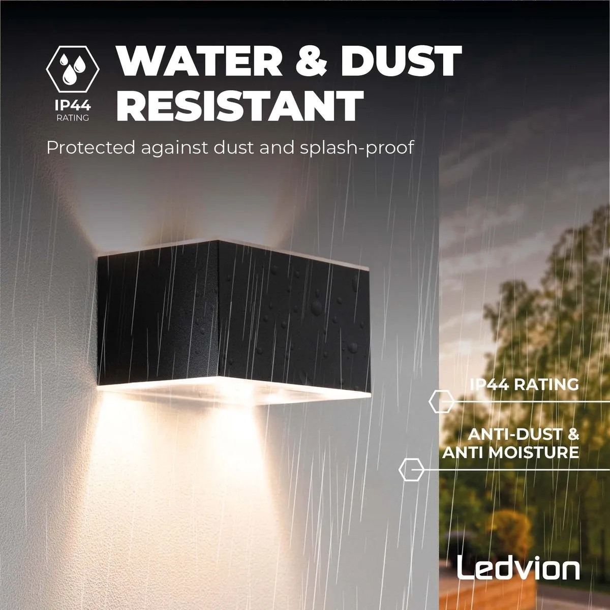 LEDVION Solar LED Wandlamp 2W 3000K IP44 - Zwart