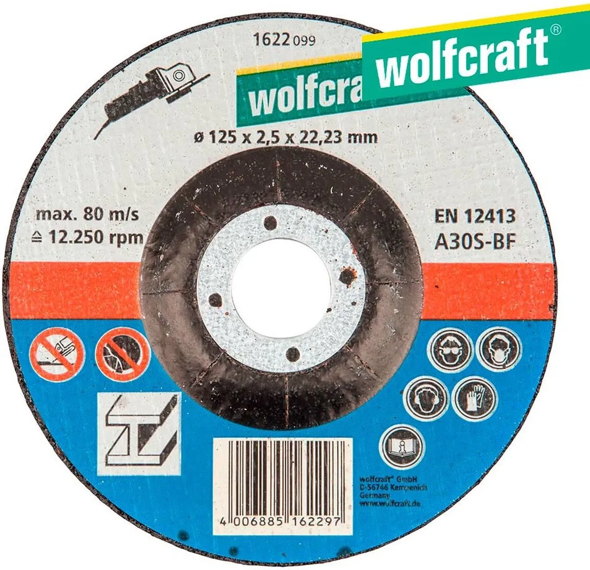 Wolfcraft Doorslijpschijf Metaal 125mm