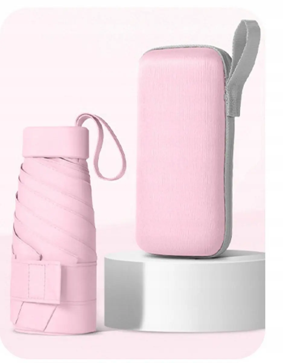 Compacte Mini Paraplu UV UPF50+ Windproof Roze met Etui