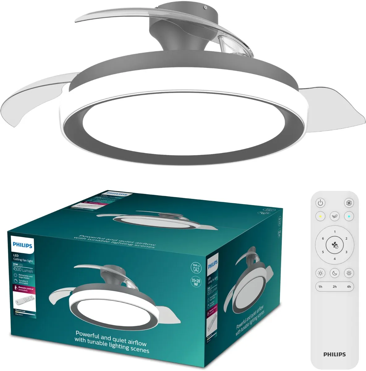 Philips Bliss Plafondventilator 106cm - 4500 Lumen - Zwart