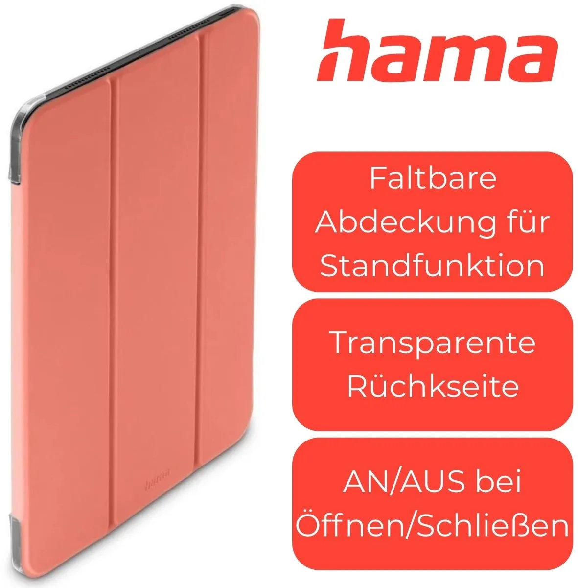 Hama Tablethoes Fold Clear iPad Pro 11 - Koraal