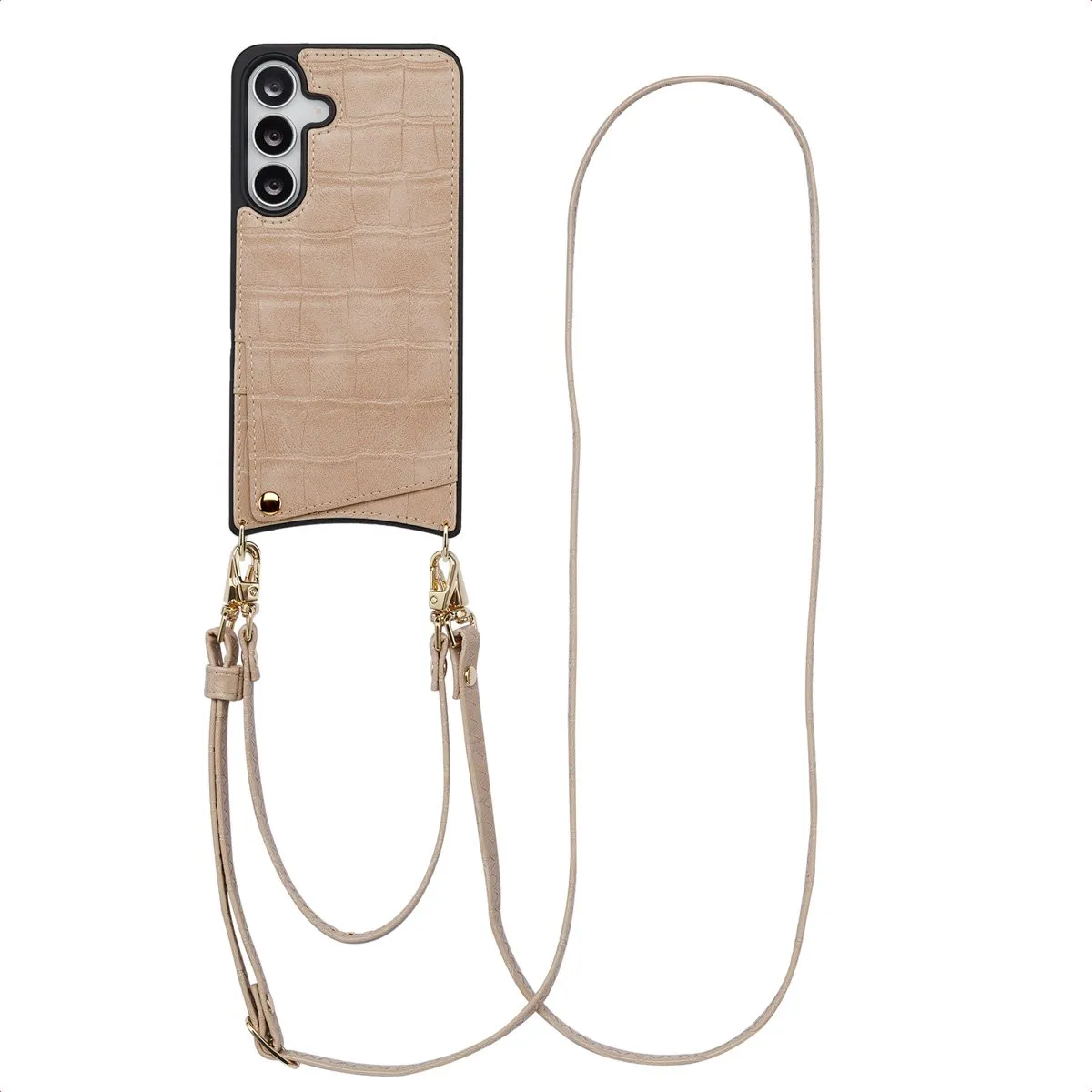 Selencia Hoesje Samsung Galaxy S25 FE Croco Beige