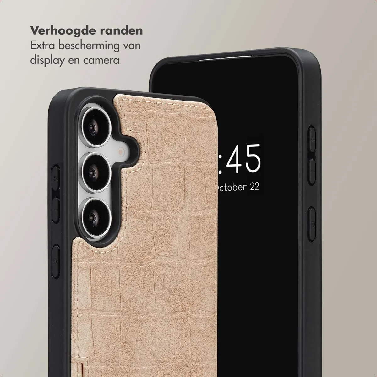 Selencia Hoesje Samsung Galaxy S25 FE Croco Beige - 2 Pasjes - afbeelding 6 van 6