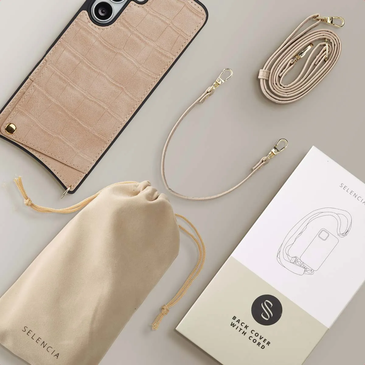 Selencia Hoesje Samsung Galaxy S25 FE Croco Beige - 2 Pasjes