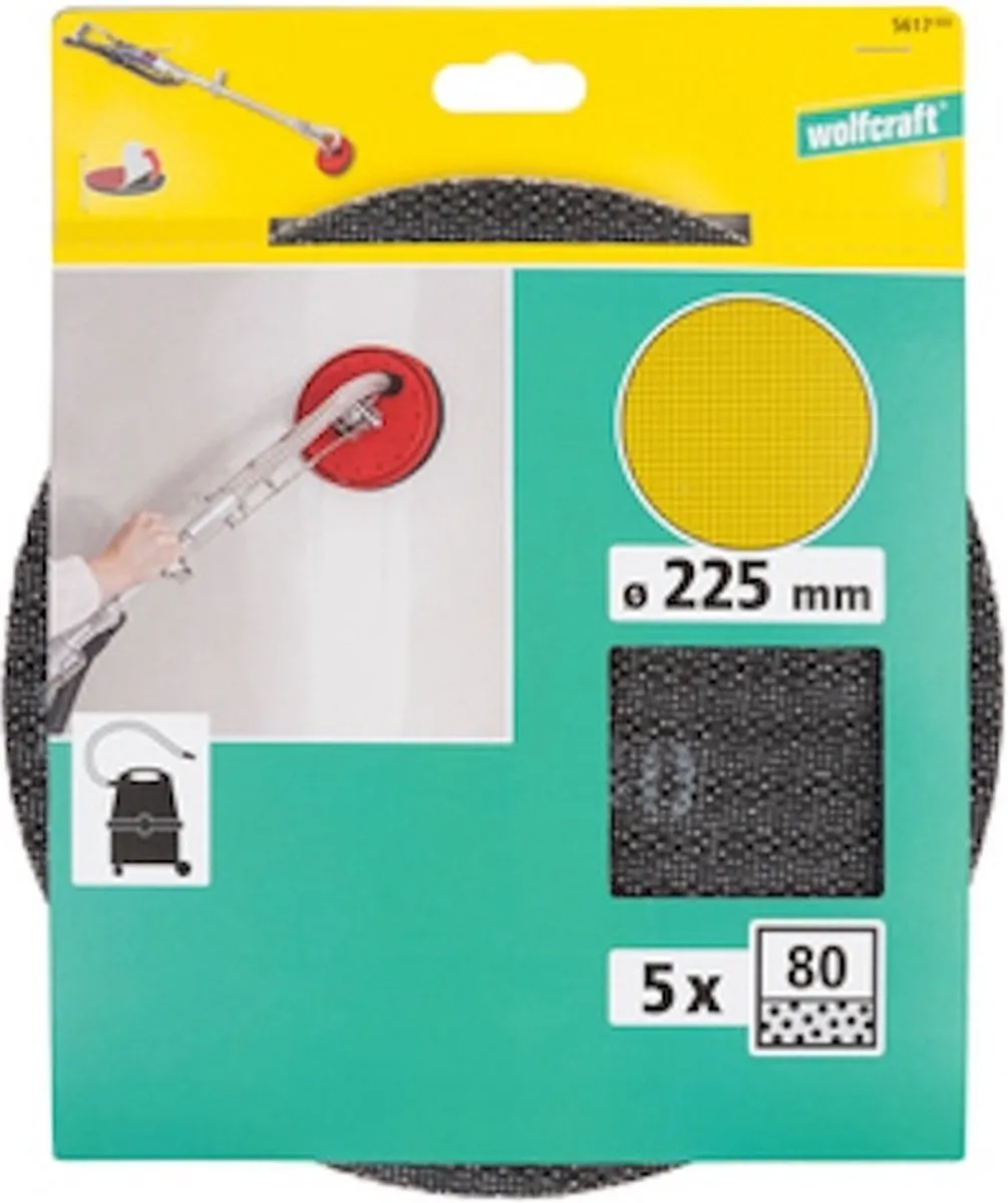 Wolfcraft 225mm Schuurpapier Korrel 80 - 5 Stuks