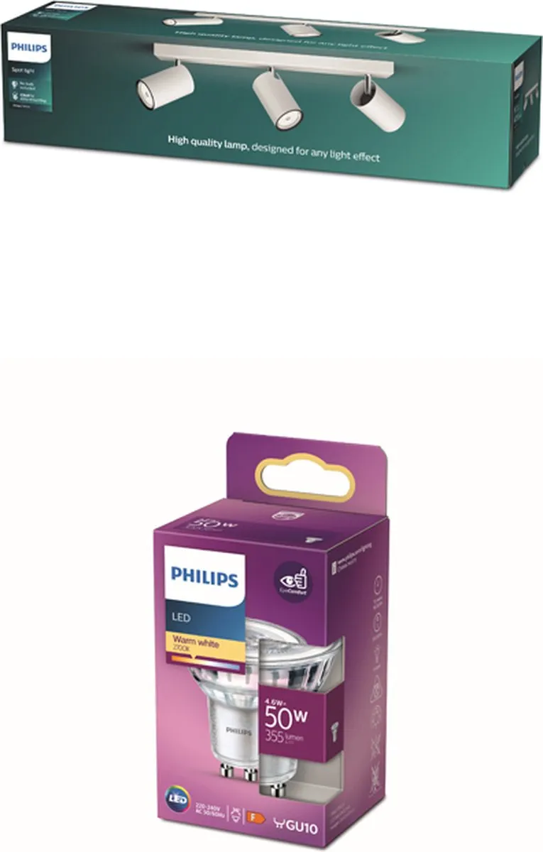 Philips Kosipo Opbouwspot 3x GU10 Warmwit 4,6W - Wit