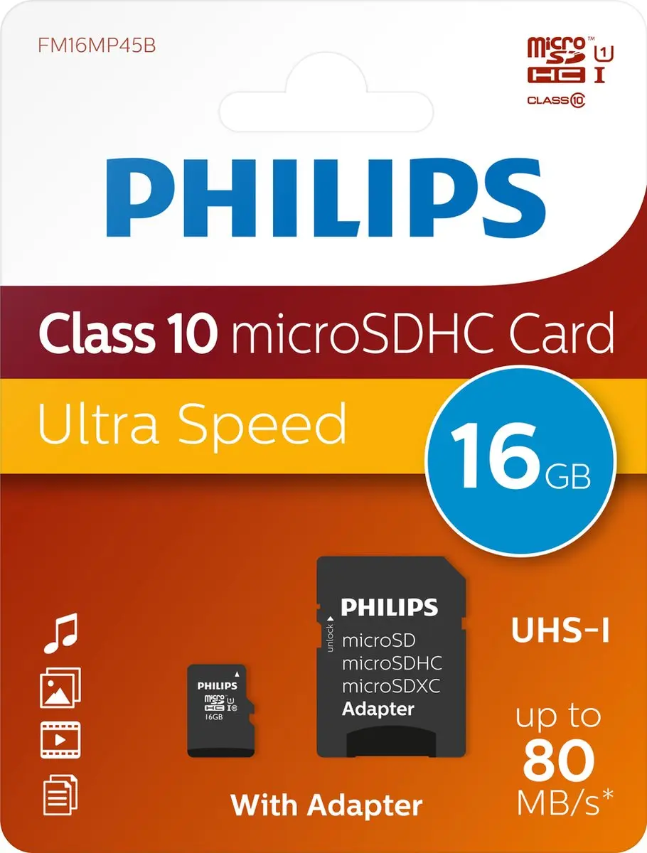 Philips Micro SDHC card incl. SD Adapter CLASS 10