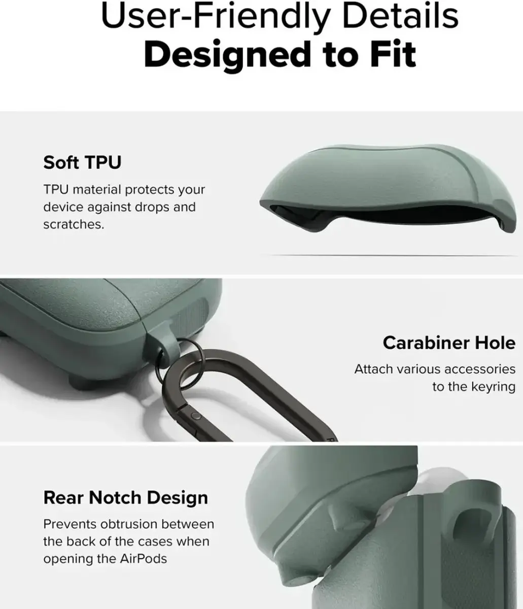 Ringke Onyx Magnetic Hoesje AirPods 4 - Groen - afbeelding 3 van 6