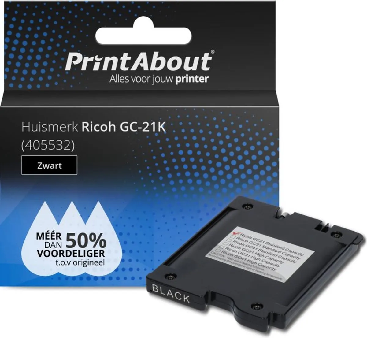PrintAbout GC-21K Inktcartridge Zwart