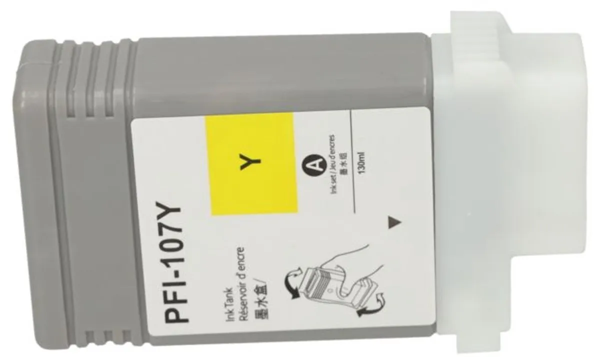 PrintAbout PFI-107Y Inktcartridge - Geel - 130ml - o.a. Canon PIXMA