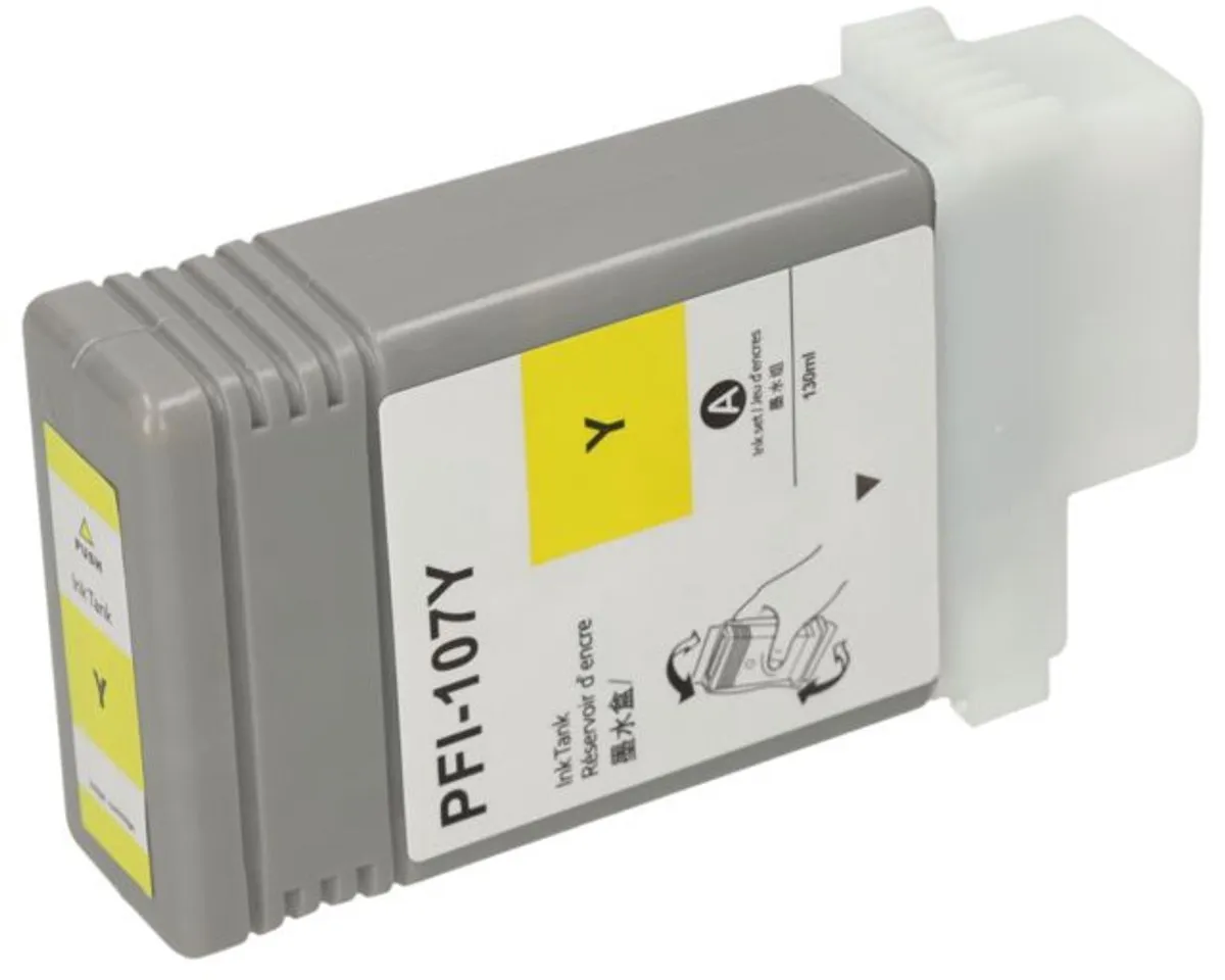 PrintAbout PFI-107Y Inktcartridge - Geel - 130ml - o.a. Canon PIXMA