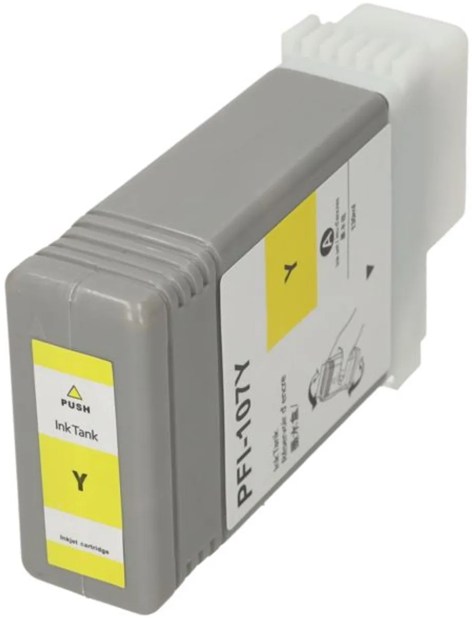 PrintAbout PFI-107Y Inktcartridge - Geel - 130ml - o.a. Canon PIXMA