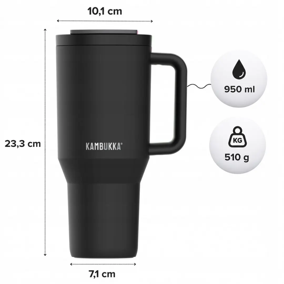 Set van 2 Thermosbekers met Rietje, 950ml, RVS, Merkloos
