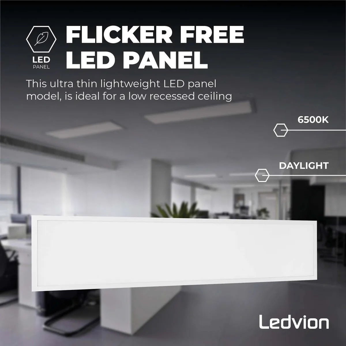 LEDVION 6x LED Paneel 120x30cm 36W 6500K - 24 Stuks